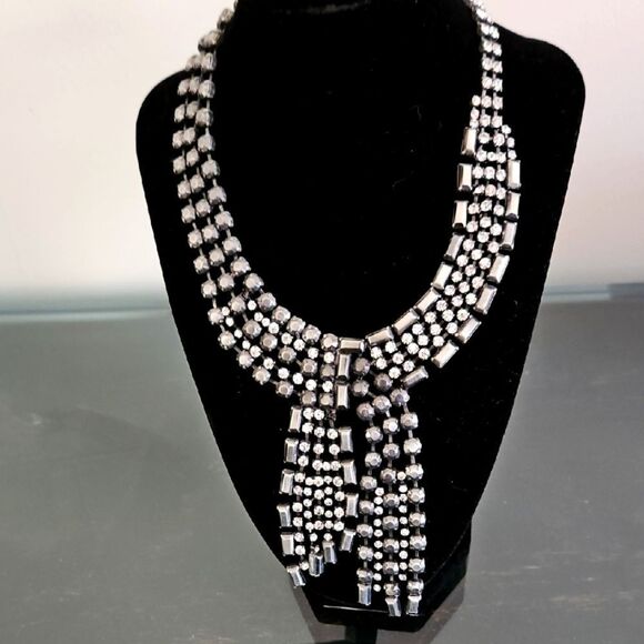 Vintage Stainless Steel and Rhinestone Necklace - Picture 1 of 7